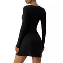 Chic Mini Dress with Heart Neckline & Long Sleeves