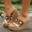Embroidered Women's Platform Sandals with Cushioned Footbed