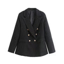 Chic Double Quilted Check Blazer for Women