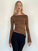 Chic Women's Long Sleeve Lace Accent Shirt