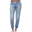 Women’s Stretchy Jogging Jeans with Elastic Waist and Handy Pockets