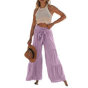 Women's High-Waisted Palazzo Trousers with Side Gatherings