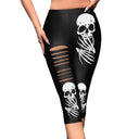 Women's Skull Print Leggings with Trendy Cut-Outs