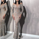 Shimmering Sequin Evening Dress with Deep Back Cutout