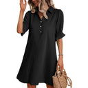 Women's Short Sleeve Shirt Dress with Pocket Style