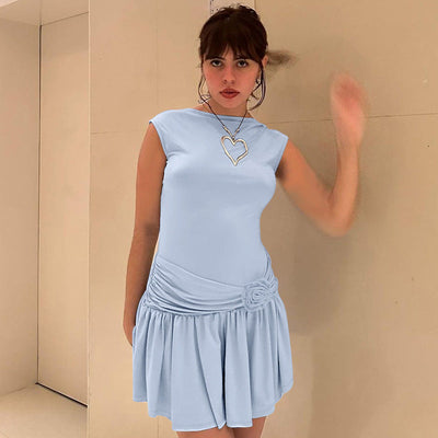 Asymmetric Short Sleeve Dress for Women