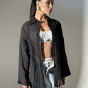 Chic Oversized Women's Blouse with Button Accents