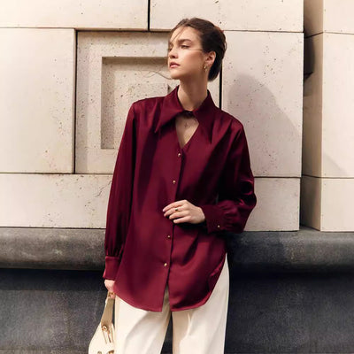 Chic Satin Blouse with Oversized Style