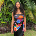 Chic Floral Print Cocktail Dress with Fringe Accents