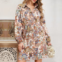 Chic Paisley Shirt Dress with Tie Detail