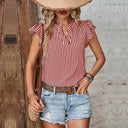 Summer Striped Blouse with Ruffle Design for Women
