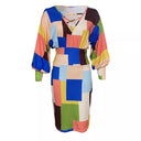 Stylish Block Pattern Women's Dress