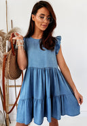 Women's Ruffle Dress with Voluminous Skirt in Premium Fabric