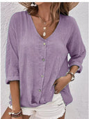 Viscose Blouse with Button Placket for Women