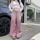 Trendy High-Waist Frayed Hem Jeans for Women