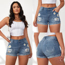 Floral Embroidered Women's Denim Shorts with Trendy Hem