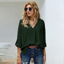 V-Neck Women's Blouse with Long Sleeves
