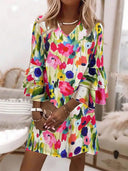 Floral Print Short Dress with Statement Sleeves