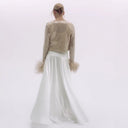 Chic Feather-Embellished Women's Blouse