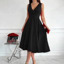 Chic A-Line Wrap Dress with V-Neck Design