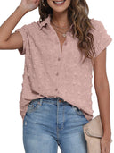 Textured Women's Blouse with Lapel Collar