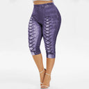 Stylish Women's 3/4 Leggings with Lacing Accents