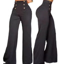 Chic High-Waist Palazzo Pants with Button Accents