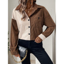 Chic Women's Cord Blouse in Trendy Color Block