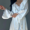 Elegant Satin Nightdress with Lace & Kimono Cape