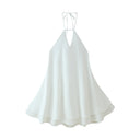 Chic Airy Chiffon Dress with Deep V-Neck and Adjustable Straps