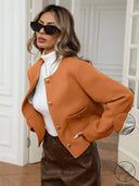 Chic Women's Short Blazer Jacket with Pocket Detail