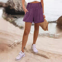 Chic High-Waisted Shorts with Button Accent for Women