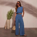 Stylish Women's Denim Two-Piece Ensemble