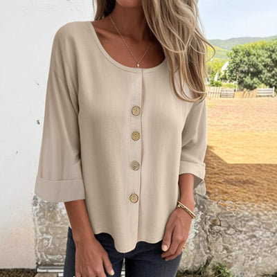 Chic Women's Blouse with Button Accents