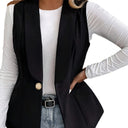 Chic Sleeveless Blazer Jacket with Decorative Buttons