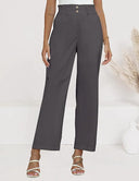 Chic Wide-Leg Pants with Elastic Waist and Button Accents