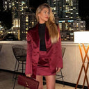 Satin Blazer and Mini Skirt Set for Women
