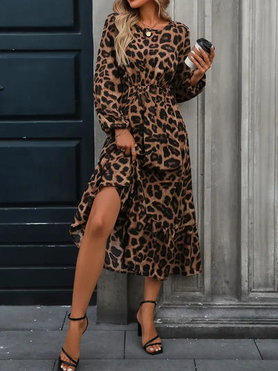 Stylish Women's Animal Print Maxi Dress