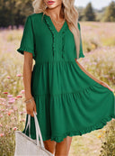 Ruffled V-Neck Women's Dress for Everyday Style