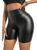 Chic Women's High-Waisted Faux Leather Shorts