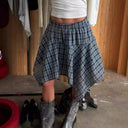 Women's Asymmetrical Checkered Skirt with Stretch Waistband