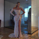 Shimmering Sequin Evening Dress with Chic Slit