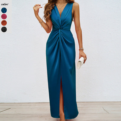 Women's Long Wrap Dress with Flattering Fit