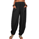 Women's Airy Palazzo Pants with Side Pockets & Elastic Waist