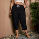 Chic Women's Leisure Pants with Elastic Waist and Handy Pockets