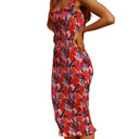 Floral Midi Dress with Ruffle Accents for Women