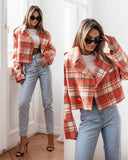 Chic Women's Checked Short Blazer with Stylish Design