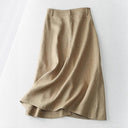 Chic Women's Linen Skirt with Button Accents