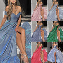 Glamorous Evening Dress with Shimmering Bodice and Floral Accents