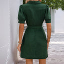 Chic Women's Shirt Dress with Belt and Handy Pockets